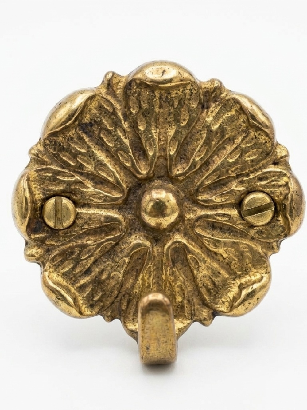 Single Hook Solid Brass Round Vintage